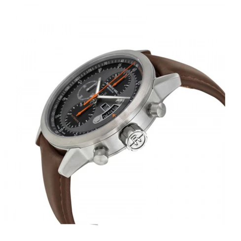 Мъжки ръчен часовник с автоматичен механизъм - корпус от Титан - Естествена кожа - цвят Сив Кафяв