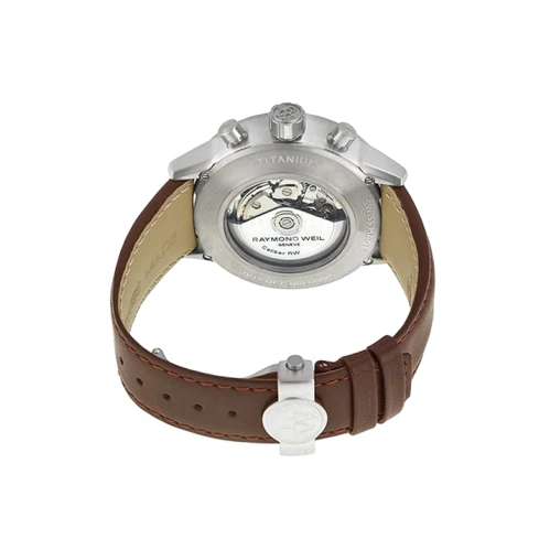 Мъжки ръчен часовник с автоматичен механизъм - корпус от Титан - Естествена кожа - цвят Сив Кафяв