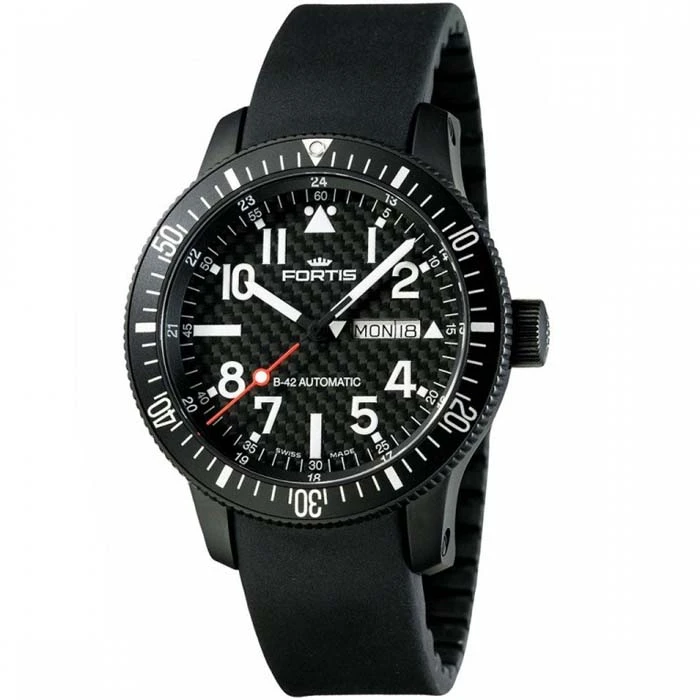 Мъжки ръчен часовник с автоматичен механизъм - корпус от Титан - Каучук - цвят Черен Черен