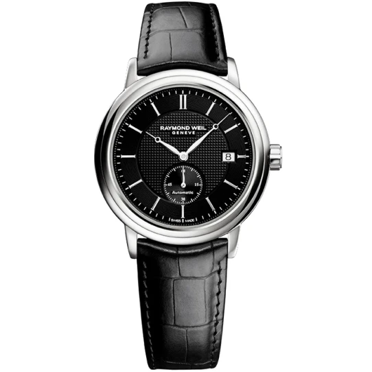 Raymond Weil 2838-STC-20001 Maestro - Мъжки ръчен часовник с автоматичен механизъм - корпус от Стомана - Естествена кожа - цвят Черен Черен