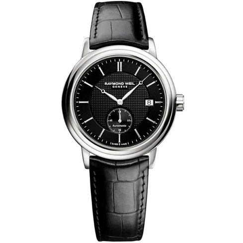 Raymond Weil 2838-STC-20001 Maestro - Мъжки ръчен часовник с автоматичен механизъм - корпус от Стомана - Естествена кожа - цвят Черен Черен