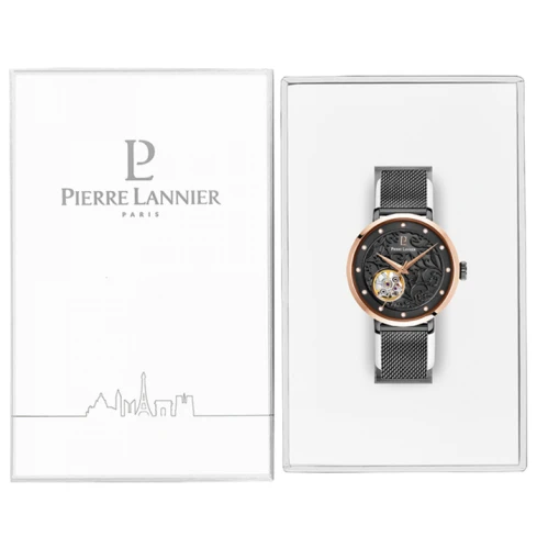 Дамски ръчен часовник с автоматичен механизъм - корпус от Стомана - Меш - цвят Черен Черен