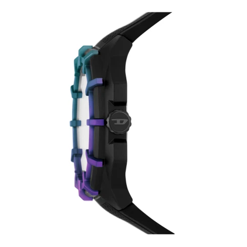 Мъжки ръчен часовник с кварцов механизъм - корпус от Полимер - Силиконова каишка - цвят Черен Черен