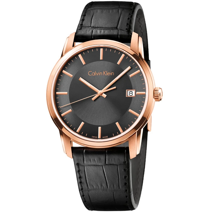 Мъжки ръчен часовник с кварцов механизъм - корпус от Стомана - Естествена кожа - цвят Черен Черен