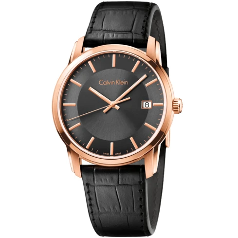 Мъжки ръчен часовник с кварцов механизъм - корпус от Стомана - Естествена кожа - цвят Черен Черен