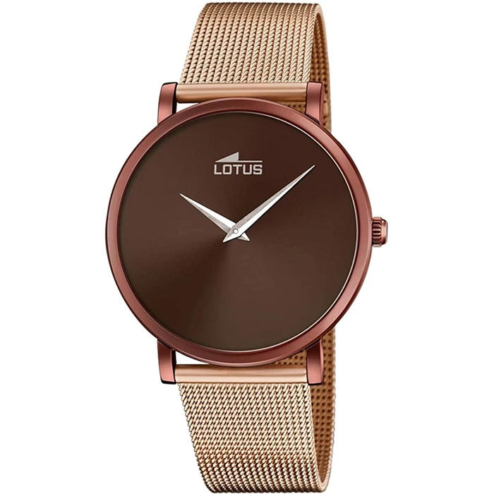 Мъжки ръчен часовник с кварцов механизъм - корпус от Стомана - Меш - цвят Кафяв Розово Злато