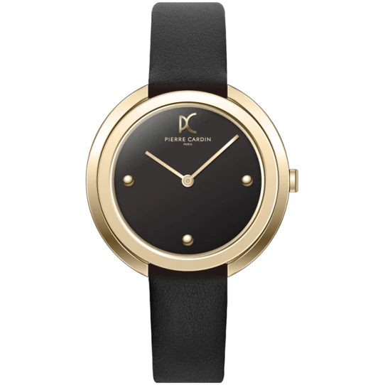 Pierre Cardin CMC.8002 Montmartre Simplicity - Дамски ръчен часовник с кварцов механизъм - корпус от Стомана - Естествена кожа - цвят Черен Черен