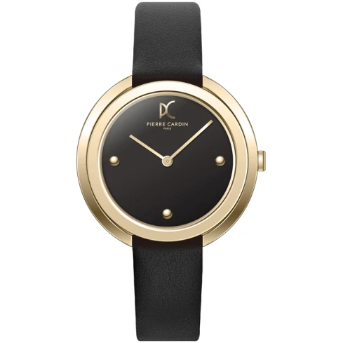 Pierre Cardin CMC.8002 Montmartre Simplicity - Дамски ръчен часовник с кварцов механизъм - корпус от Стомана - Естествена кожа - цвят Черен Черен