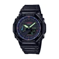 Casio GA-2100RGB-1AER G-Shock - Мъжки ръчен часовник с кварцов механизъм - корпус от Полимер - Полимер - цвят Черен