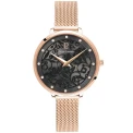 Дамски ръчен часовник с кварцов механизъм - корпус от Стомана - Меш - цвят Черен Розово Злато