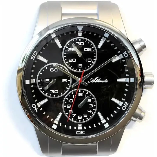 Унисекс стенен часовник с кварцов механизъм - цвят Черен Сребрист