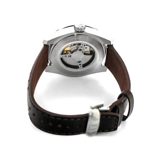 Мъжки ръчен часовник с автоматичен механизъм - корпус от Стомана - Естествена кожа - цвят Бял Кафяв