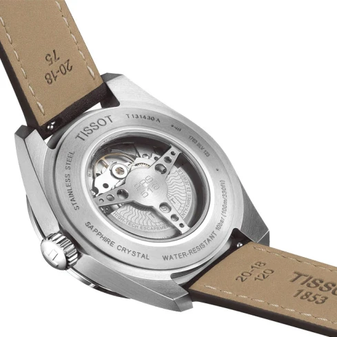 Мъжки ръчен часовник с автоматичен механизъм - корпус от Стомана - Естествена кожа - цвят Бял Кафяв