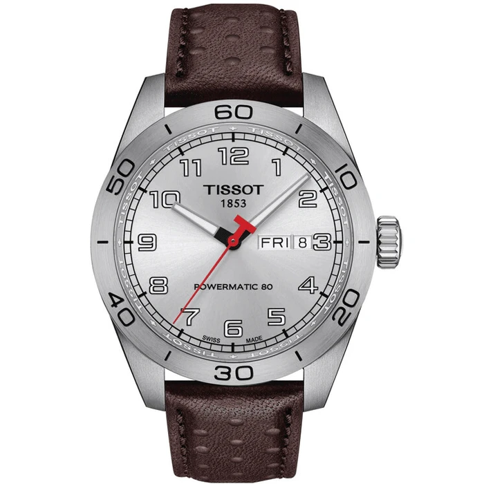 Мъжки ръчен часовник с автоматичен механизъм - корпус от Стомана - Естествена кожа - цвят Бял Кафяв