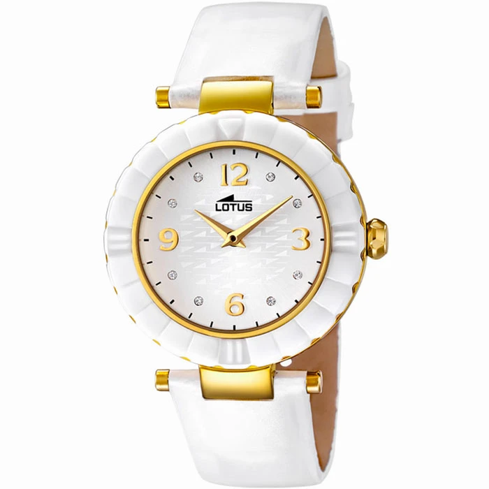 Дамски ръчен часовник с кварцов механизъм - корпус от Стомана - Естествена кожа - цвят Бял Бял