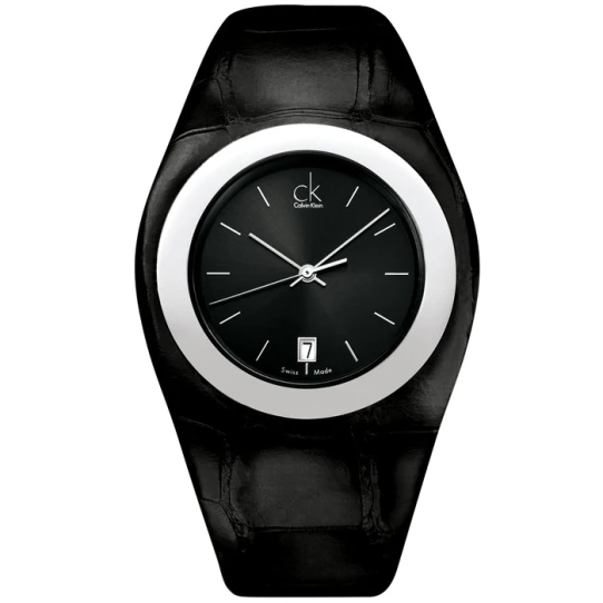 Дамски ръчен часовник с кварцов механизъм - корпус от Стомана - Естествена кожа - цвят Черен Черен