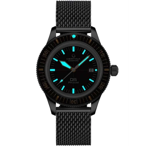 Мъжки ръчен часовник с автоматичен механизъм - корпус от Стомана - Меш - цвят Черен Сив