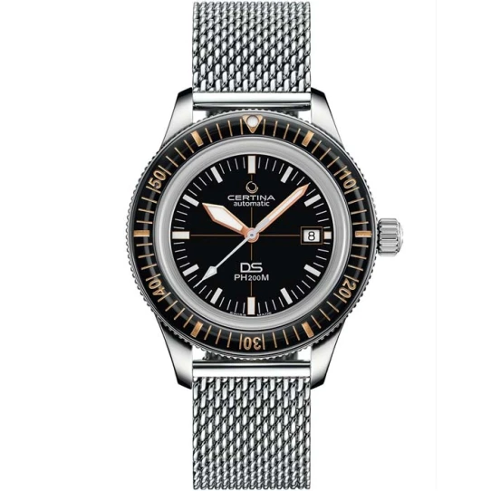 Мъжки ръчен часовник с автоматичен механизъм - корпус от Стомана - Меш - цвят Черен Сив