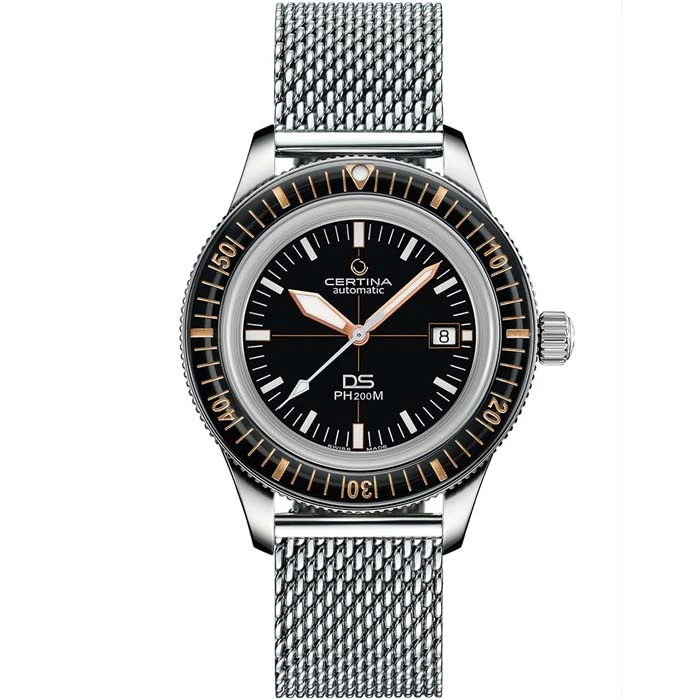 Мъжки ръчен часовник с автоматичен механизъм - корпус от Стомана - Меш - цвят Черен Сив