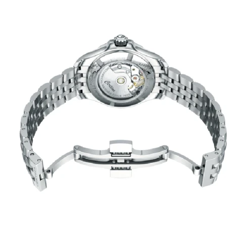 Дамски ръчен часовник с автоматичен механизъм - корпус от Стомана - Стоманена верижка - цвят Черен Сив