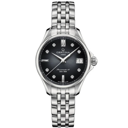 Дамски ръчен часовник с автоматичен механизъм - корпус от Стомана - Стоманена верижка - цвят Черен Сив