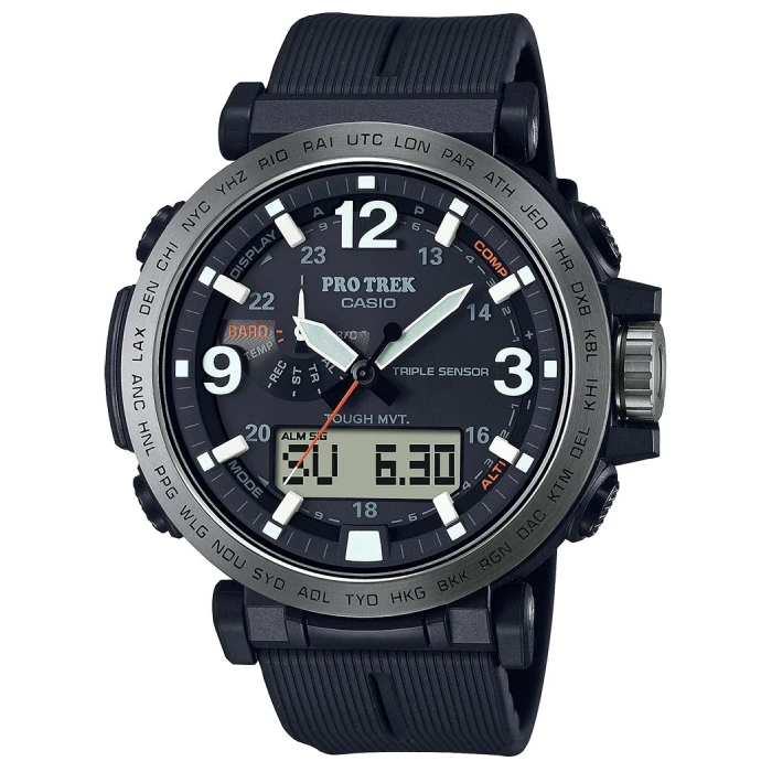 Мъжки ръчен часовник с кварцов механизъм - корпус от Полимер - Полимер - цвят Черен Черен