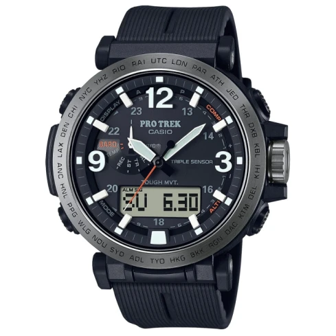 Мъжки ръчен часовник с кварцов механизъм - корпус от Полимер - Полимер - цвят Черен Черен