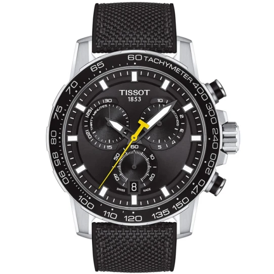 Tissot T125.617.17.051.02 Supersport Chrono - Мъжки ръчен часовник с кварцов механизъм - корпус от Стомана - Текстил - цвят Черен Черен
