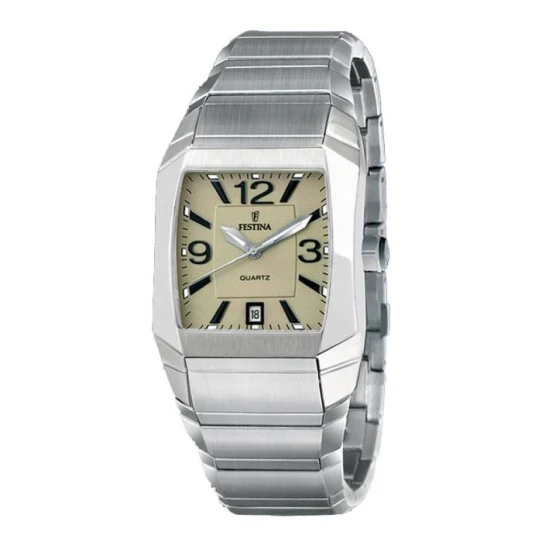 Мъжки ръчен часовник с кварцов механизъм - корпус от Стомана - Стоманена верижка - цвят Бежов