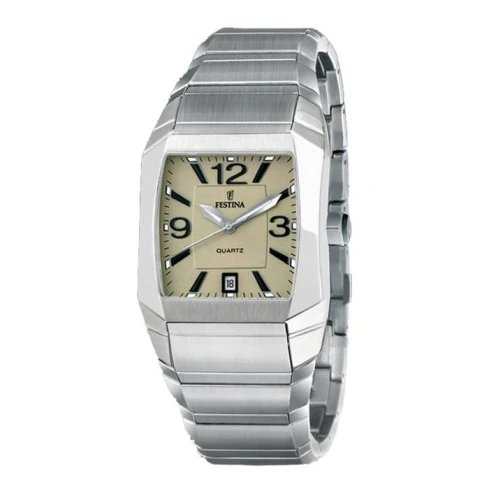 Мъжки ръчен часовник с кварцов механизъм - корпус от Стомана - Стоманена верижка - цвят Бежов