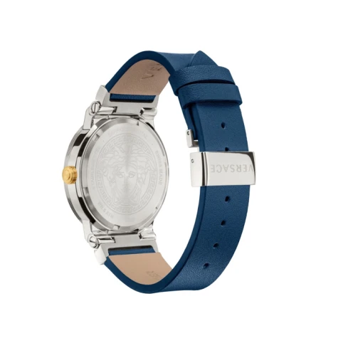 Дамски ръчен часовник с кварцов механизъм - корпус от Стомана - Синтетична кожа - цвят Син Син