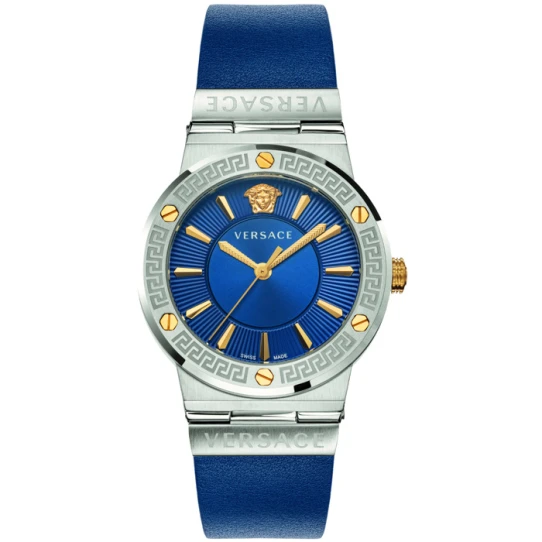 Дамски ръчен часовник с кварцов механизъм - корпус от Стомана - Синтетична кожа - цвят Син Син