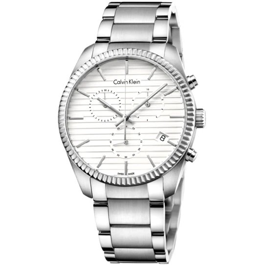 Мъжки ръчен часовник с кварцов механизъм - корпус от Стомана - Стоманена верижка - цвят Бял Сив