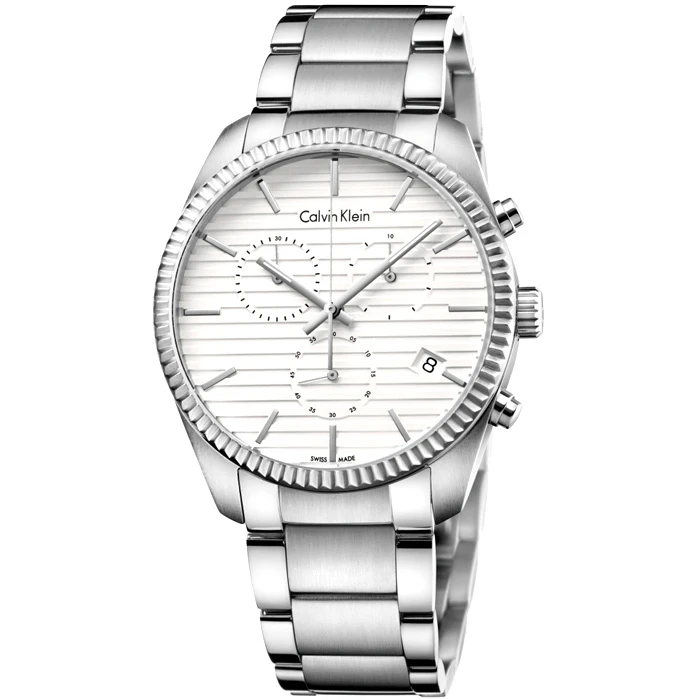 Мъжки ръчен часовник с кварцов механизъм - корпус от Стомана - Стоманена верижка - цвят Бял Сив