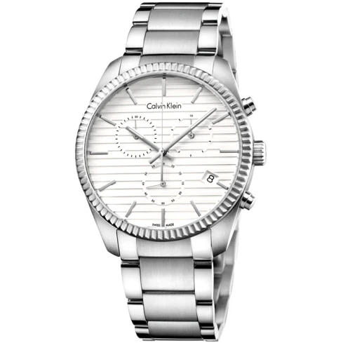 Мъжки ръчен часовник с кварцов механизъм - корпус от Стомана - Стоманена верижка - цвят Бял Сив