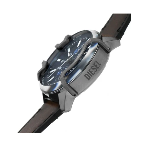 Мъжки ръчен часовник с кварцов механизъм - корпус от Стомана - Естествена кожа - цвят Син Кафяв