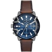 Мъжки ръчен часовник с кварцов механизъм - корпус от Стомана - Естествена кожа - цвят Син Кафяв