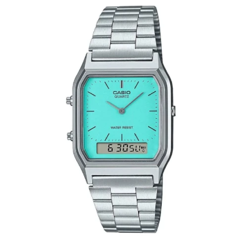 Унисекс ръчен часовник с кварцов механизъм - корпус от Стомана - Стоманена верижка - цвят Тюркоаз