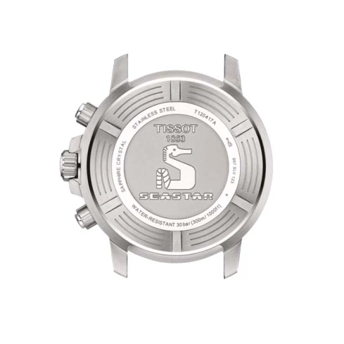 Tissot T120.417.11.041.03 Seastar 1000 - Мъжки ръчен часовник с кварцов механизъм - корпус от Стомана - Стоманена верижка - цвят Син Сив