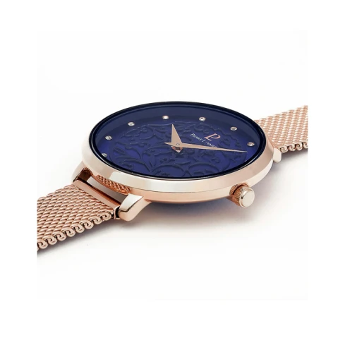 Дамски ръчен часовник с кварцов механизъм - корпус от Стомана - Меш - цвят Син Розово Злато