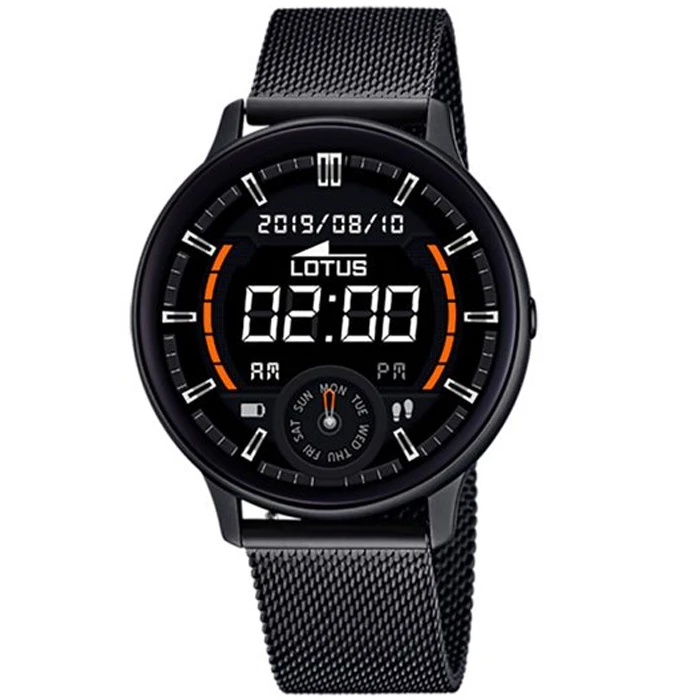 Мъжки ръчен часовник с смарт дигитален механизъм - корпус от Цинкови сплави - Меш - цвят Черен Черен