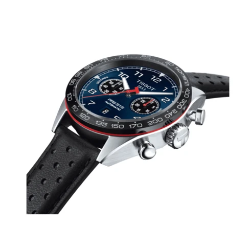 Мъжки ръчен часовник с автоматичен механизъм - корпус от Стомана - Естествена кожа - цвят Син Червен