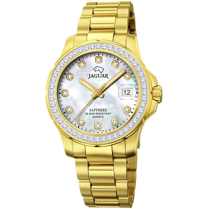 Дамски ръчен часовник с кварцов механизъм - корпус от Стомана - Стоманена верижка - цвят Седеф Злато