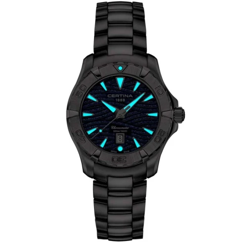 Дамски ръчен часовник с кварцов механизъм - корпус от Стомана - Стоманена верижка - цвят Зелен Сив