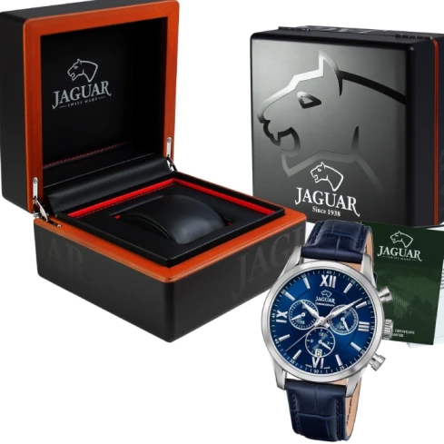 Мъжки ръчен часовник с кварцов механизъм - корпус от Стомана - Естествена кожа - цвят Син Син