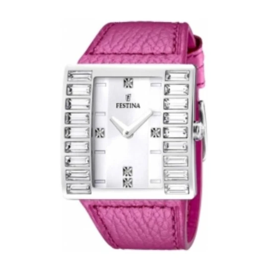 Дамски ръчен часовник с кварцов механизъм - корпус от Стомана - Естествена кожа - цвят Бял Розов