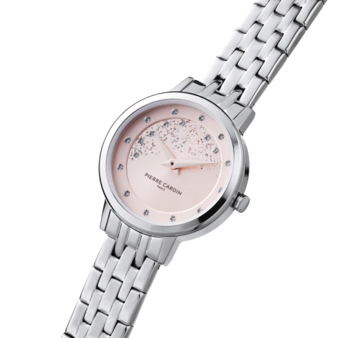 Дамски ръчен часовник с кварцов механизъм - корпус от Стомана - Стоманена верижка - цвят Розов