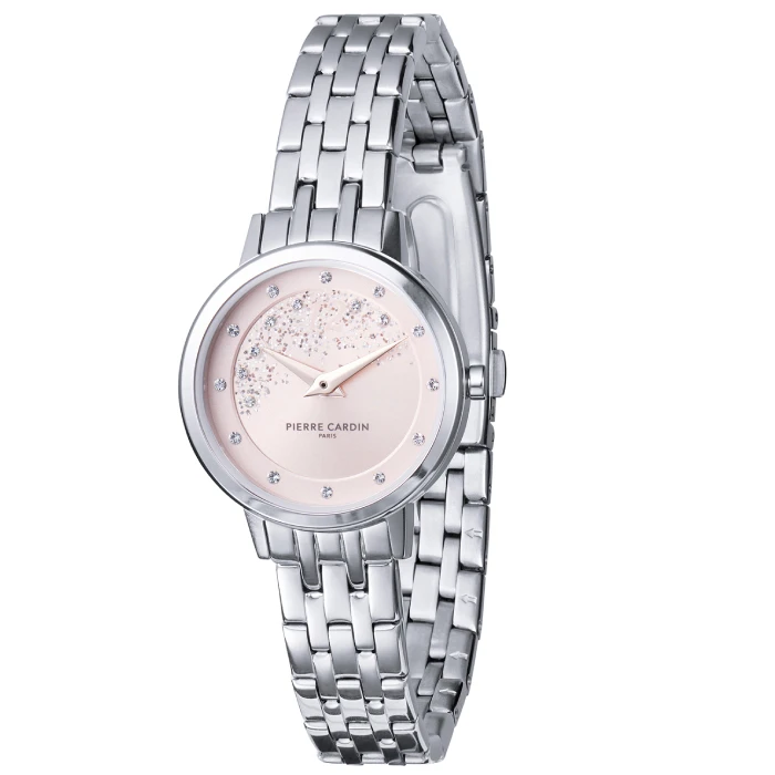 Дамски ръчен часовник с кварцов механизъм - корпус от Стомана - Стоманена верижка - цвят Розов