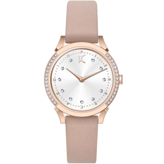 Pierre Cardin CPI.2577 Pigalle Glam - Дамски ръчен часовник с кварцов механизъм - корпус от Стомана - Естествена кожа - цвят Сив Розов