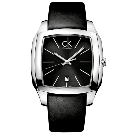 Мъжки ръчен часовник с кварцов механизъм - корпус от Стомана - Естествена кожа - цвят Черен Черен